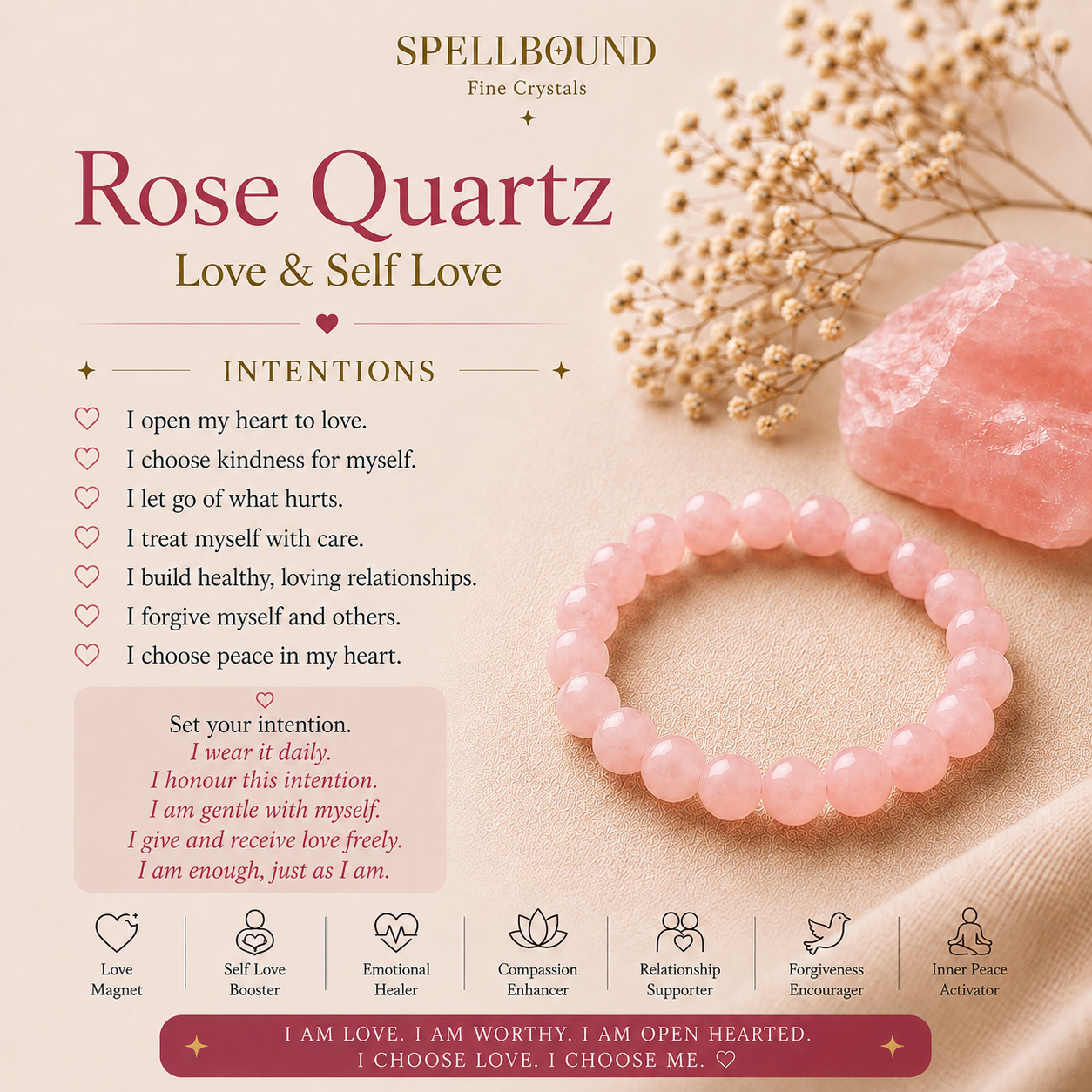 Rose Quartz Bracelet for Love & Self-Love