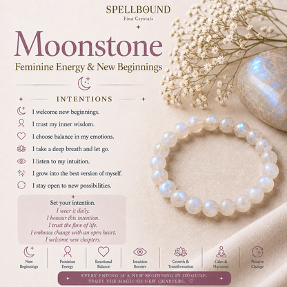 Moonstone Bracelet for Feminine Energy & New Beginnings