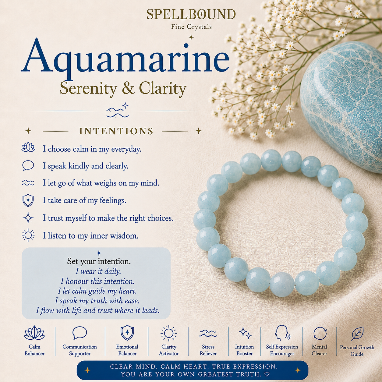Aquamarine Bracelet for Serenity & Clarity