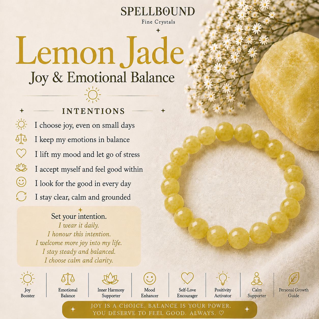 Lemon Jade Bracelet for Joy & Emotional Balance