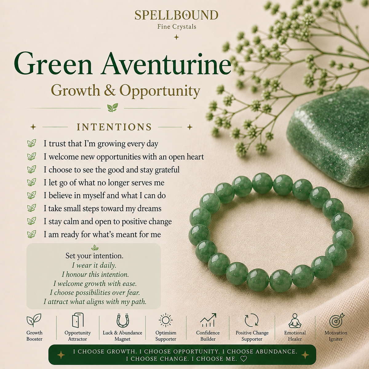 Green Aventurine Bracelet for Growth & Opportunity