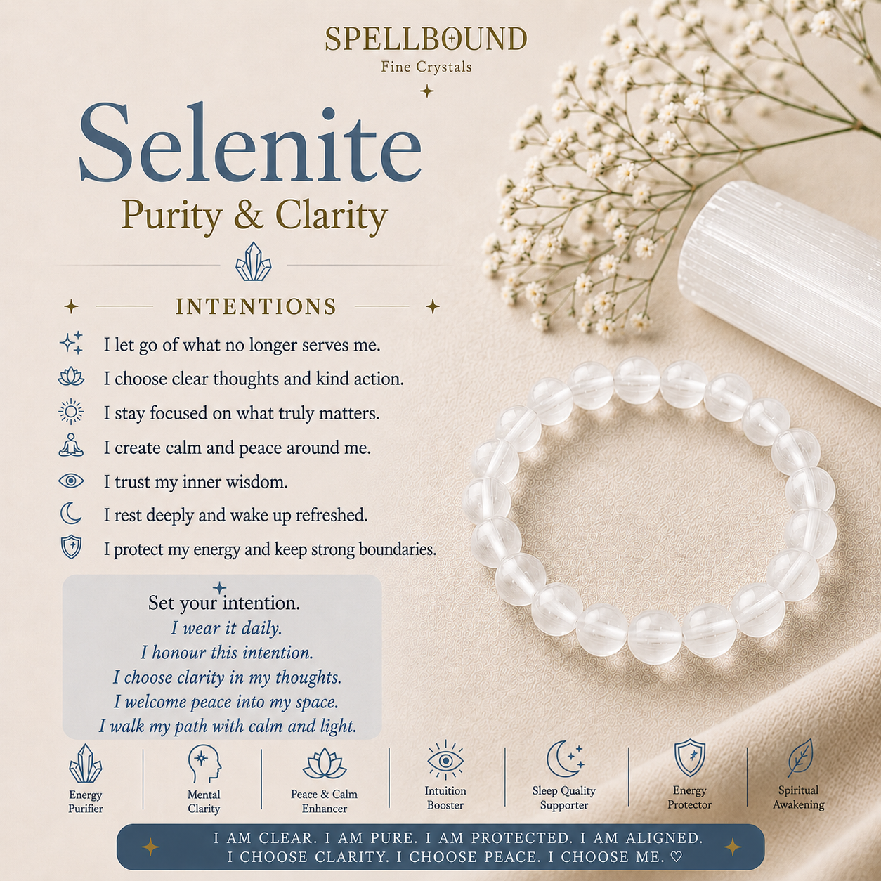 Selenite Bracelet for Purity & Clarity