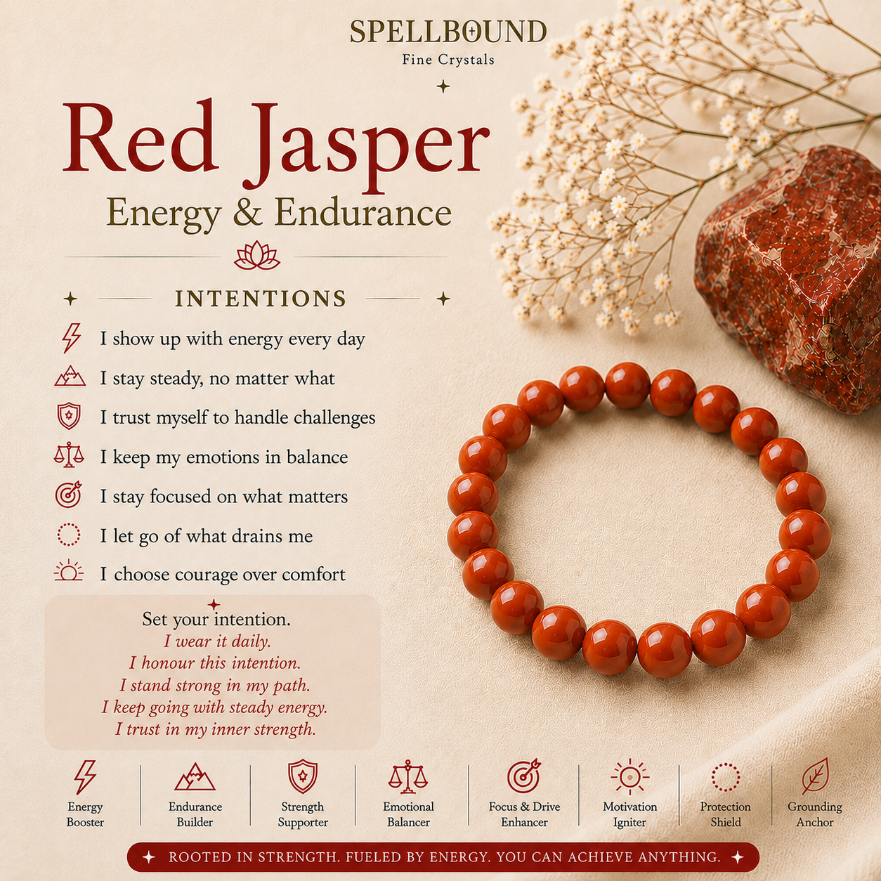 Red Jasper Bracelet for Energy & Endurance