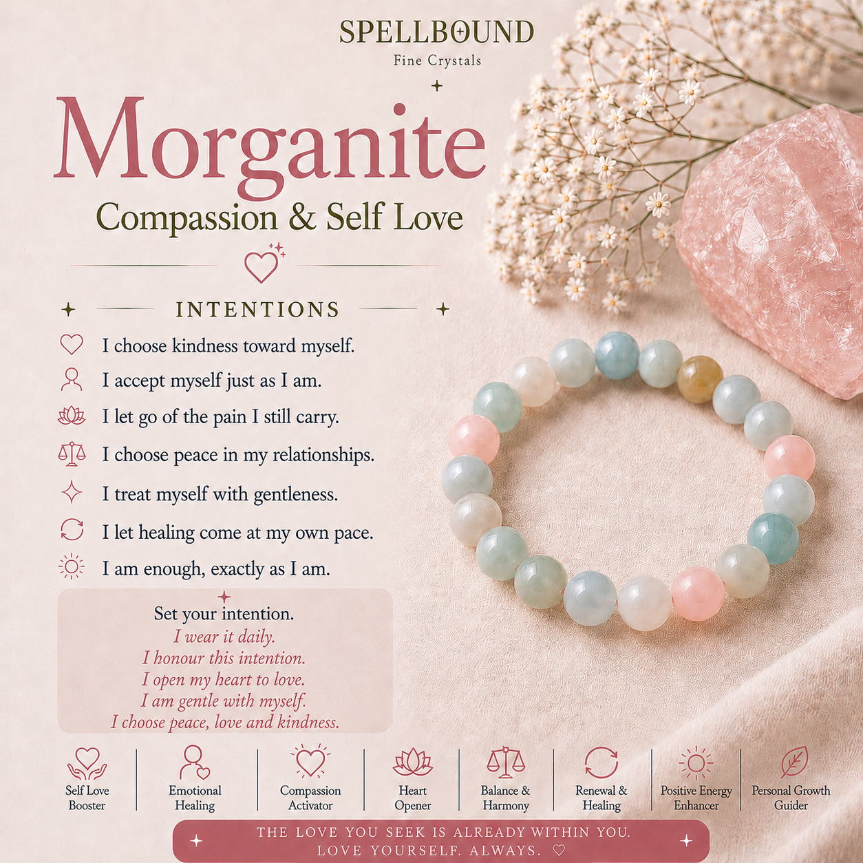 Morganite Bracelet for Compassion & Self-Love