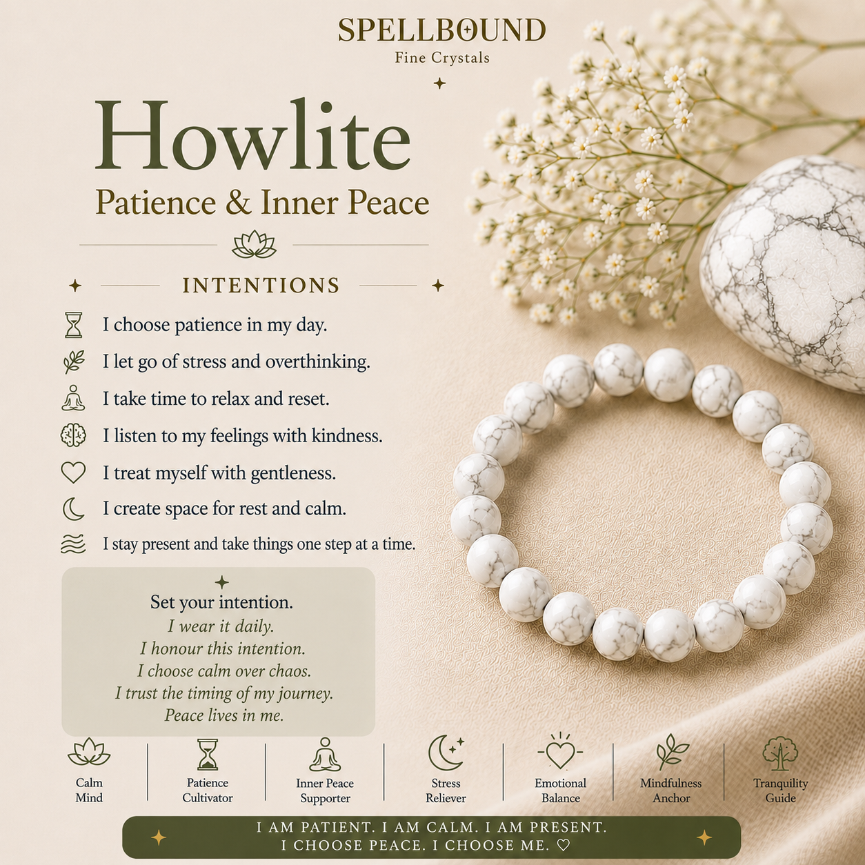 Howlite Bracelet for Patience & Inner Peace