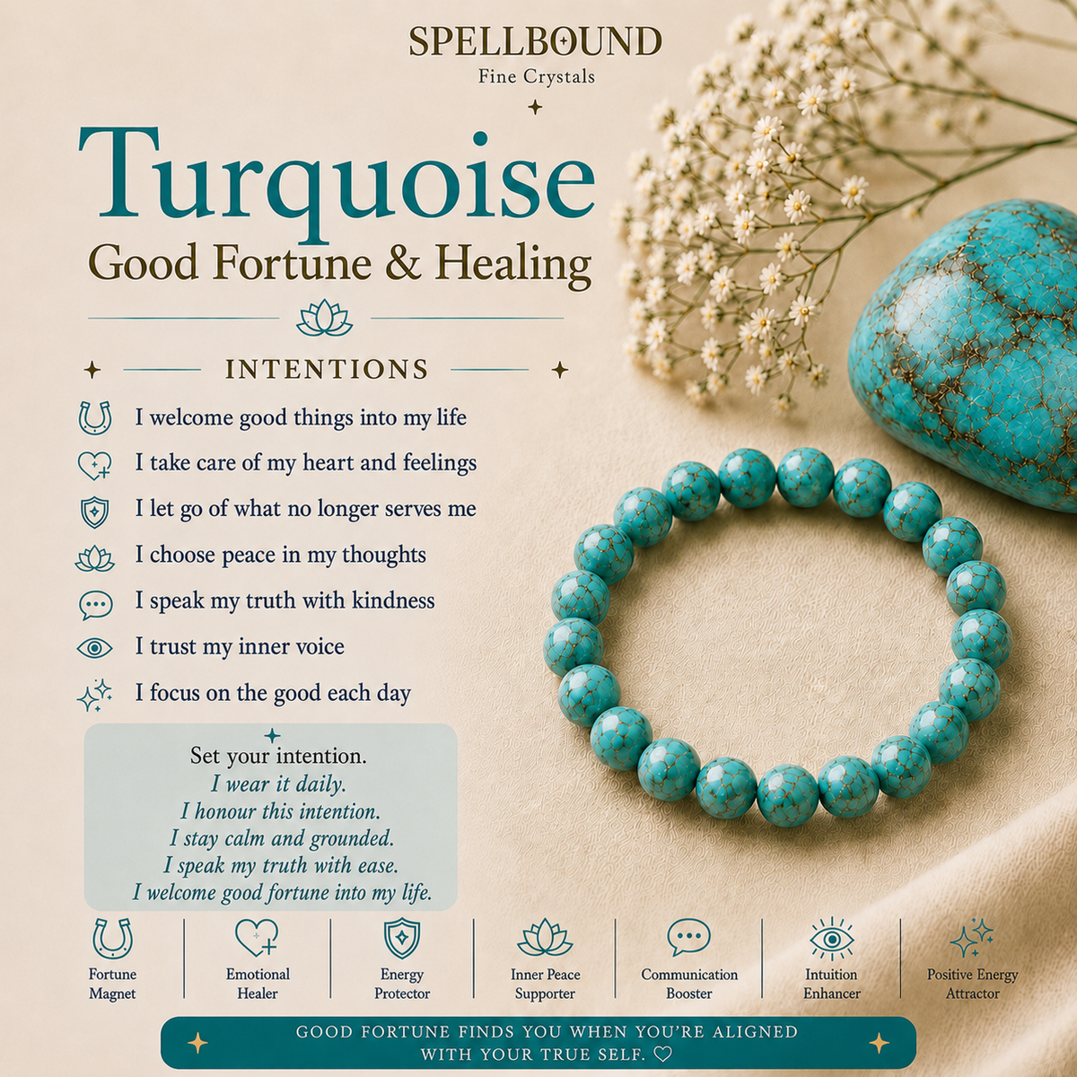 Turquoise Bracelet for Good Fortune & Healing