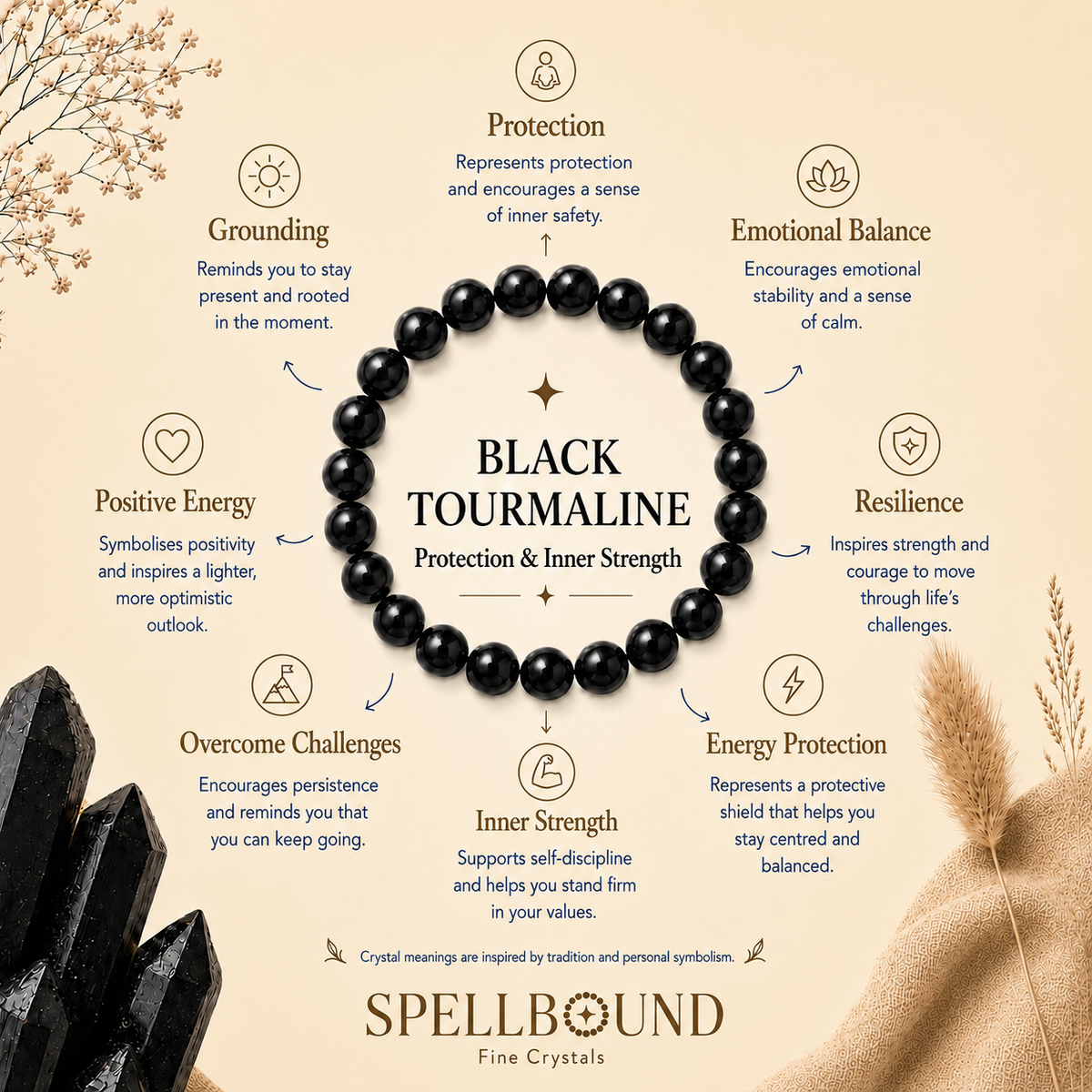 Black Tourmaline Bracelet for Protection & Inner Strength