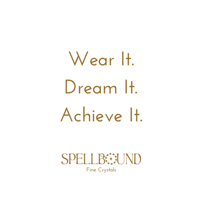 Tagline "Wear It, Dream It, Achieve It" displayed with the brand name, promoting empowerment through our crystal bracelets.